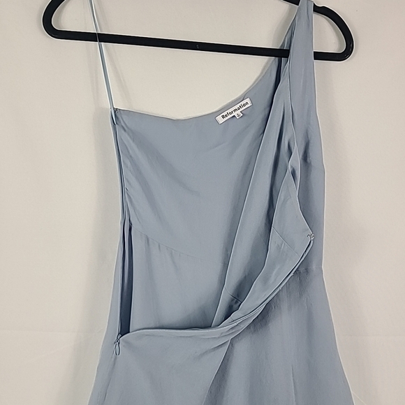 Reformation Evelyn One Shoulder Maxi Dress Light Blue Size 0 - Picture 4 of 9